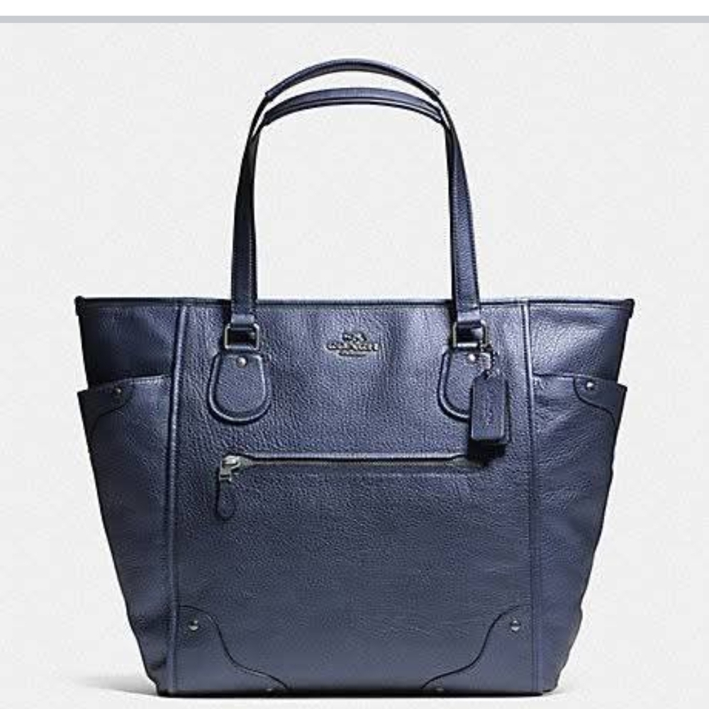 Coach Navy Blue Leather Tote Bag
